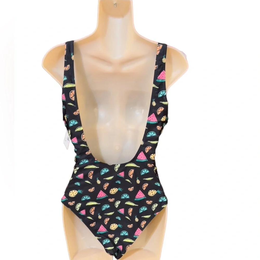 Antler & Wood Fruit Pattern swimsuit‎ NWT